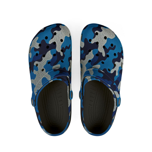 Stylish EVA Foam Shoes in Camo Design - Comfortable Slip-On Footwear, Unisex Garden Shoes - Blue Camo