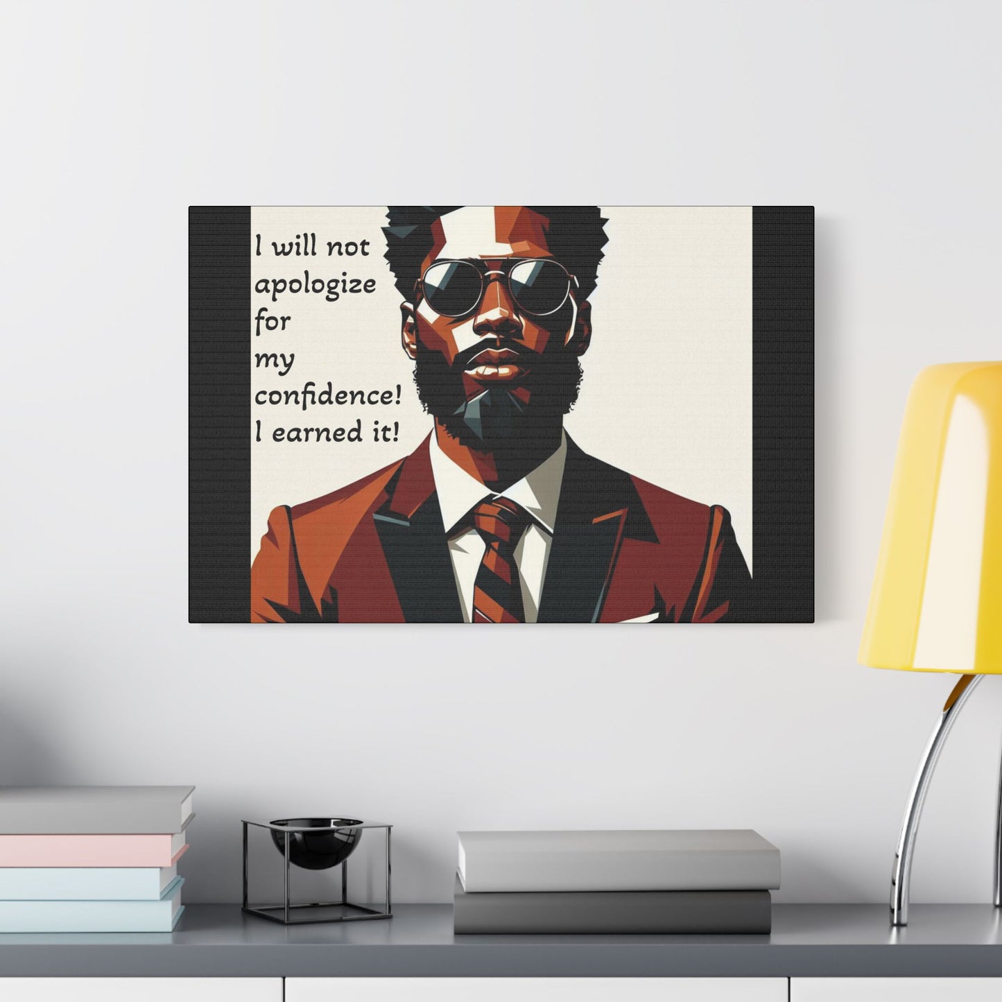 Afro Art Print Canvas, Wall Decor, Satin Stretched Canvas, African American Art, Office Decor, Home Decor - Confident Man In Suit