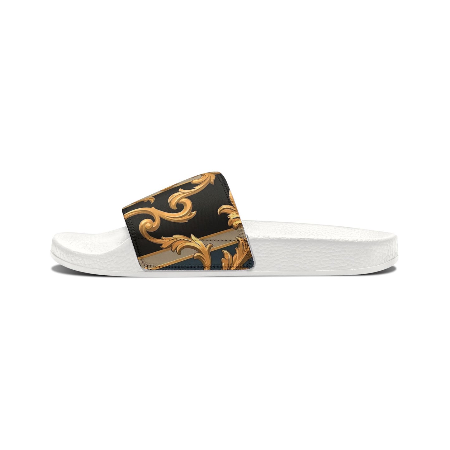 Chic Women's Removable-Strap Sandals, Trendy Summer Footwear, Elegant Slide Sandals, Beachwear - Blue & Black Striped Rococo