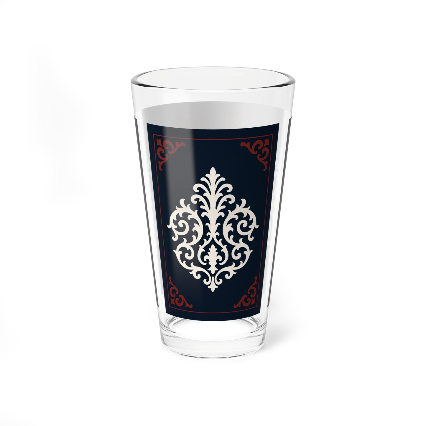 Dusk Blue-Maroon & White Baroque Barware Mixing Glass — 16oz Vintage Baroque Cocktail Glass