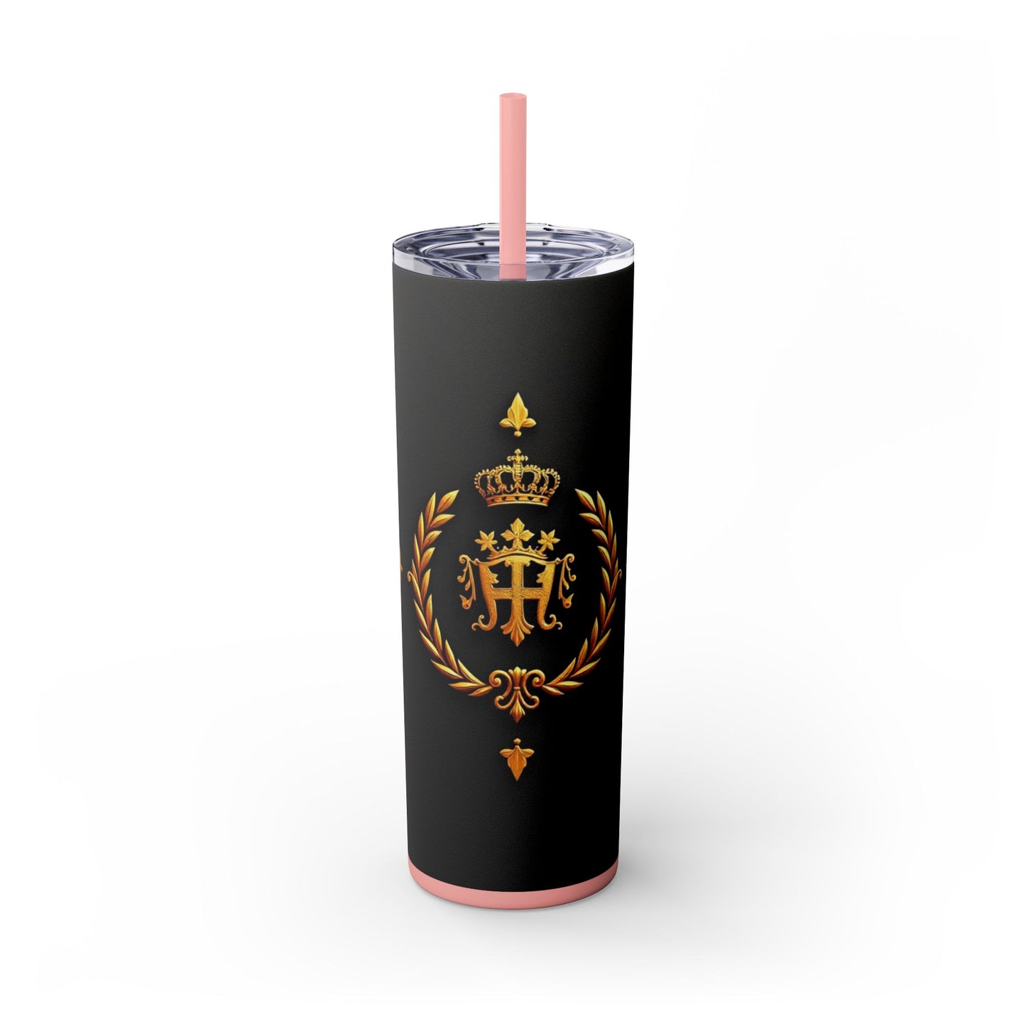 Elegant Gold Crown Skinny Tumbler with Straw, 20oz - Stylish Drinkware for Every Occasion, Royal Inspired, Ideal Gift for Her - Gold Crest