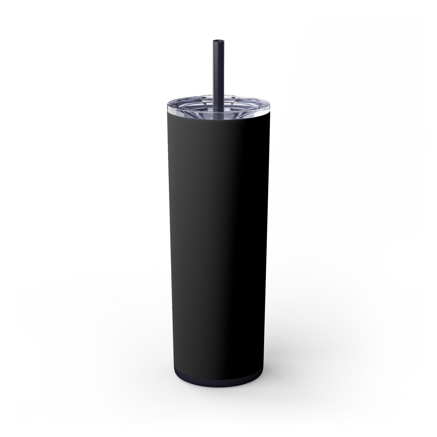 Stylish Black Skinny Tumbler with Straw, 20oz - Perfect for Coffee, Juice, and Smoothies, Ideal Gift for Any Occasion