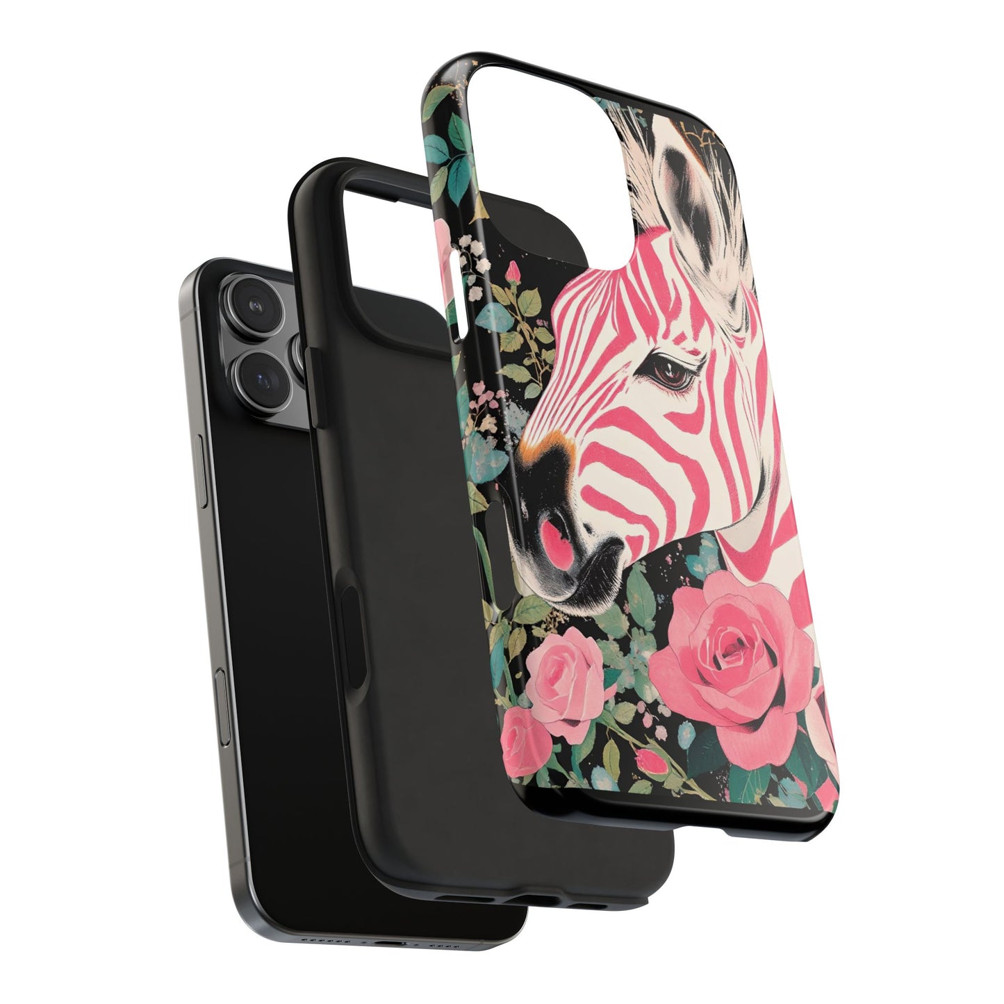 Pink Zebra Tough Phone Case - Trendy Floral Design for Animal Lovers