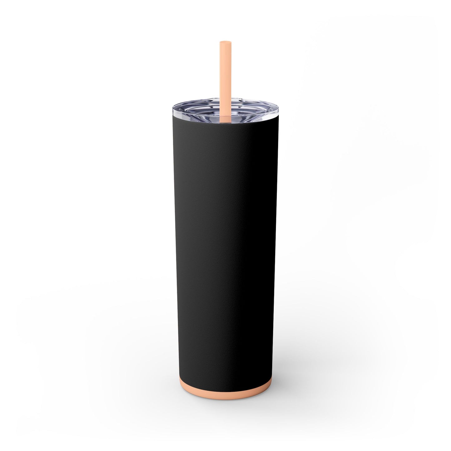 Stylish Black Skinny Tumbler with Straw, 20oz - Perfect for Coffee, Juice, and Smoothies, Ideal Gift for Any Occasion