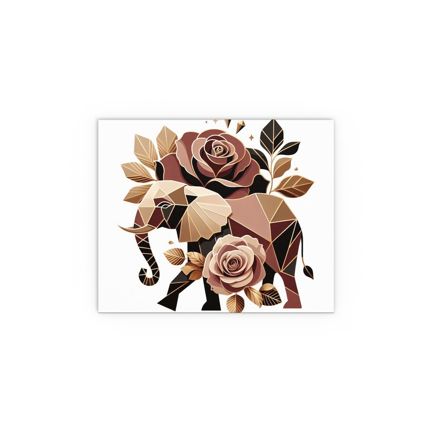 Elegant Floral Silk Poster - Indoor/Outdoor Wall Art for Home Decor - Brown & Gold Elephant & Roses