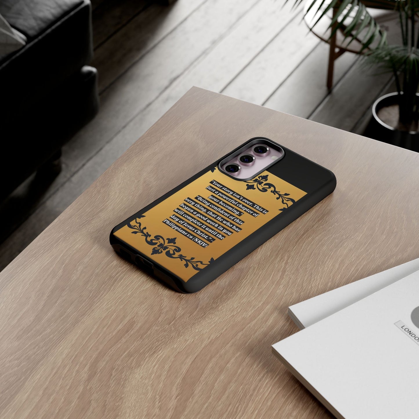 Elegant Floral Motif Phone Case - Tough Cases with Vintage Design - "Your story isn't over"