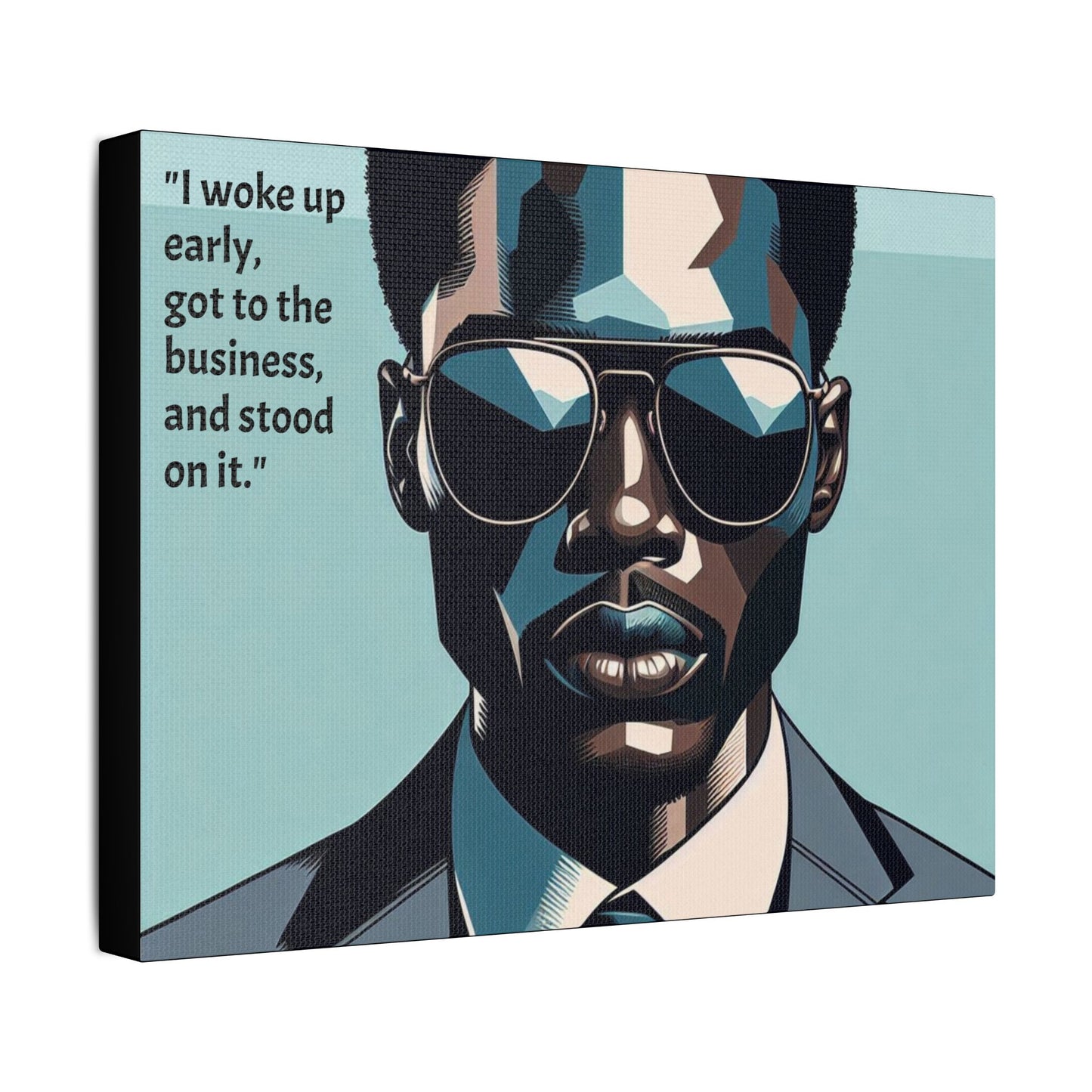 Afro Art Print Canvas, Wall Decor, Satin Stretched Canvas, African American Art, Office Decor, Home Decor - "I woke up early"