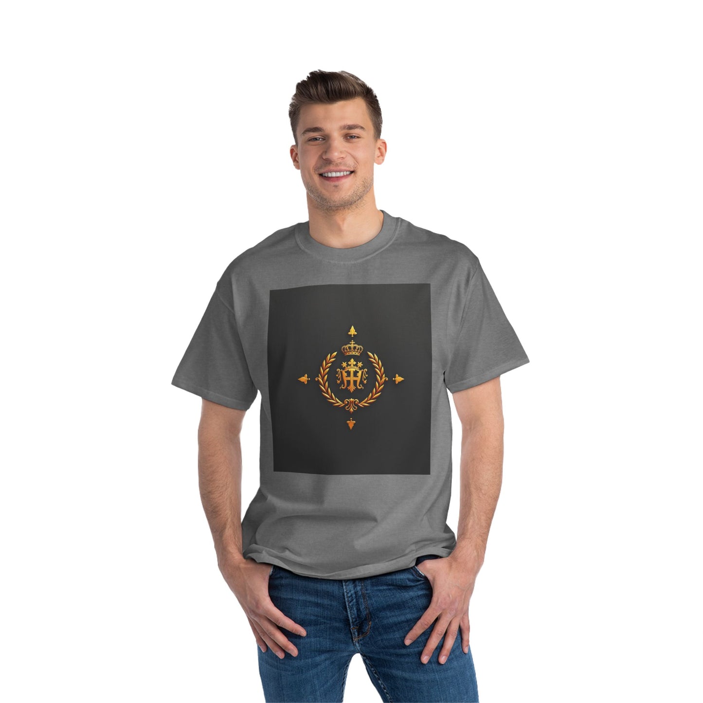 Stylish Gold Emblem T-Shirt, Casual Tee, Unique Gift, Everyday Wear, Graphic Shirt, Fashion Statement - Gold Crest