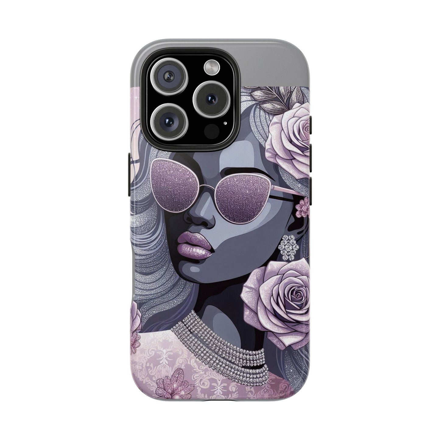 Glamorous Floral Tough Phone Case - Chic Protection for Trendsetters - Lilac & Lavender