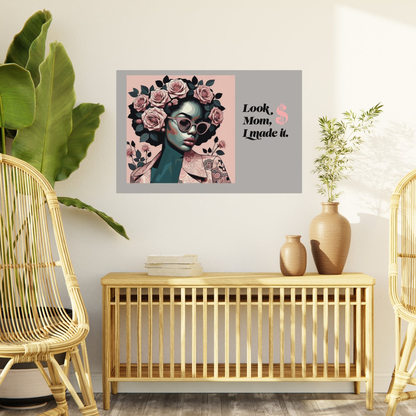 Chic Motivational Foam Board Art | Look Mom, I Made It | Inspirational Wall Decor, Home Office Decor, Gift for Mom, Affirmation Art