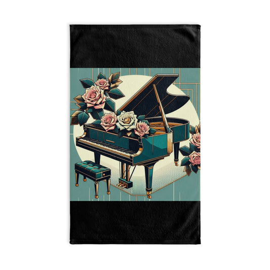 Vintage Piano Floral Hand Towel - Elegant Home Décor for Music Lovers