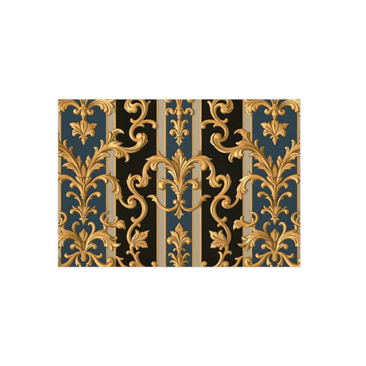 Elegant Decorative Foam Board, Vintage Wall Art, Home Decor, Party Backdrop, Gift for Weddings, Festivals, and Events - Blue & Black Striped Rococo