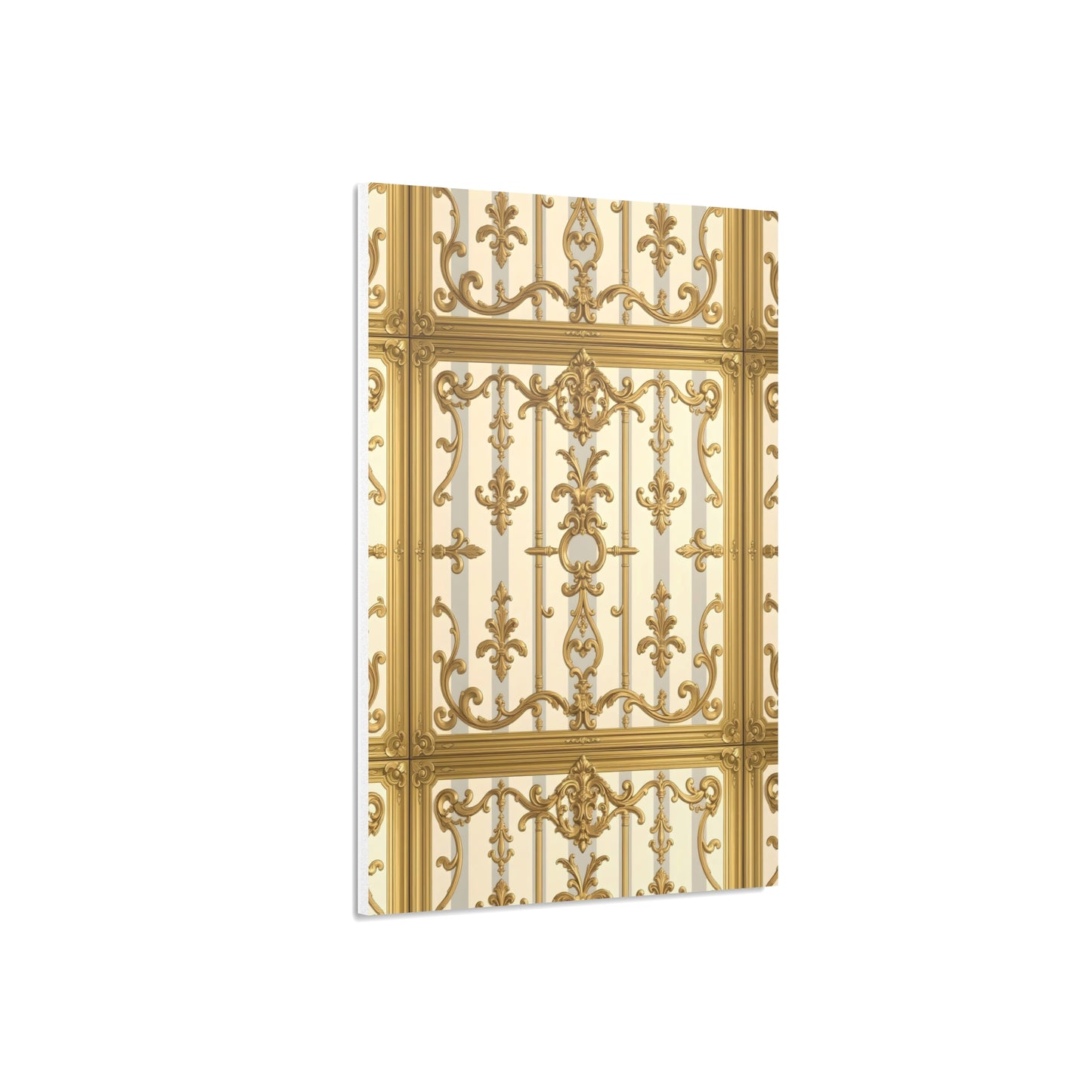 Elegant Ornate Foam Board Art - Luxury Wall Décor, Home Decoration, Versatile Display Board - Matte Gray & Cream Striped Gold Baroque