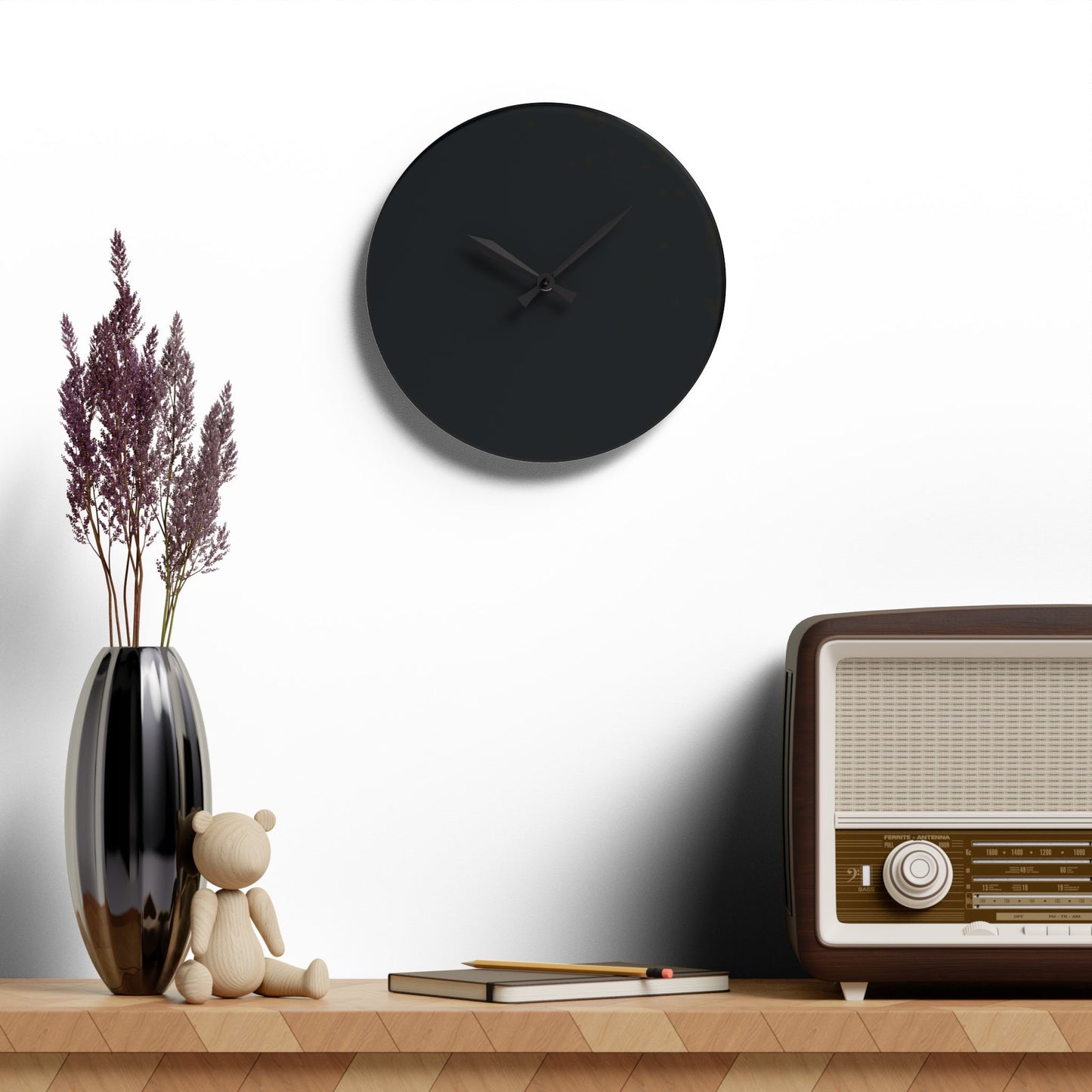 Minimalist Black Modern Acrylic Wall Clock, Stylish Home Decor Clock, Unique Gift for Office, Contemporary Wall Art, Timeless Design