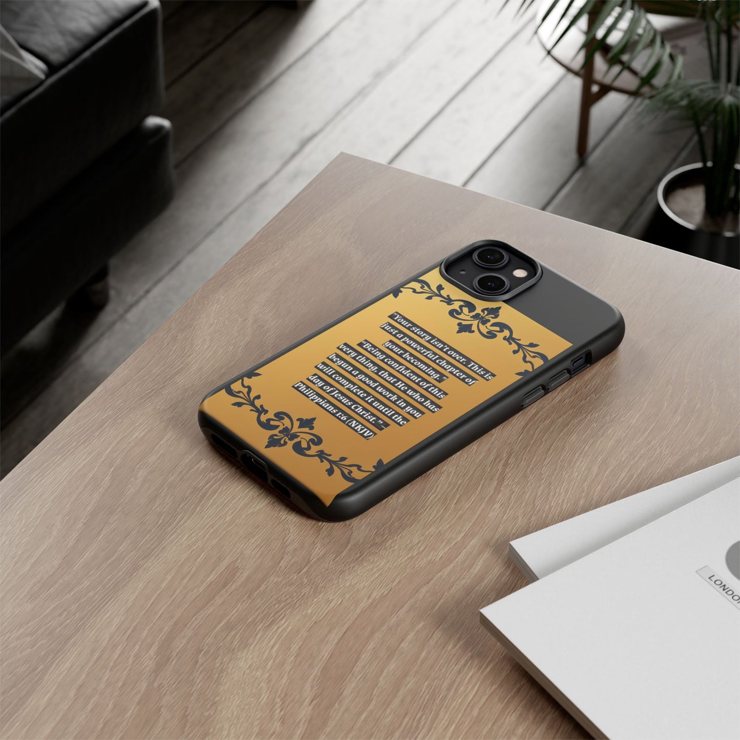 Elegant Floral Motif Phone Case - Tough Cases with Vintage Design - "Your story isn't over"