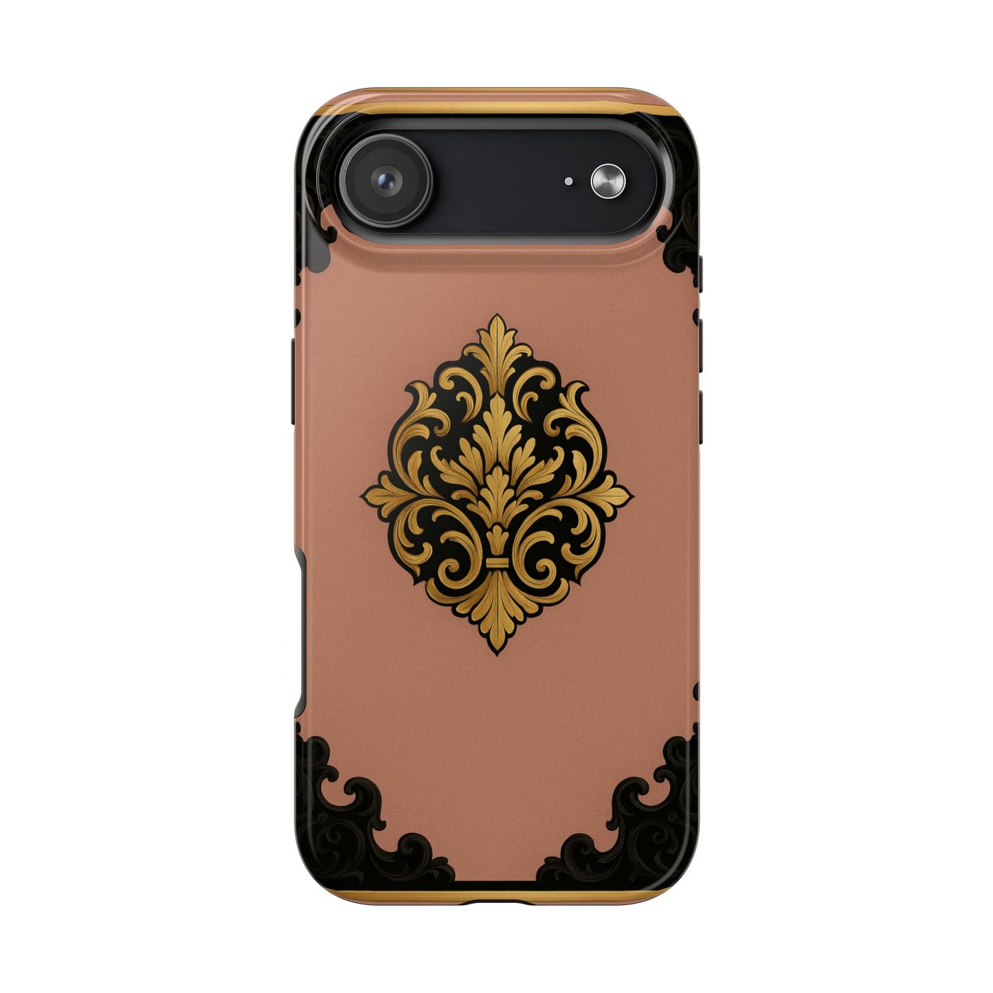 Mauve & Black-Gold Baroque Tough Phone Case — Ornate Protective iPhone Cover