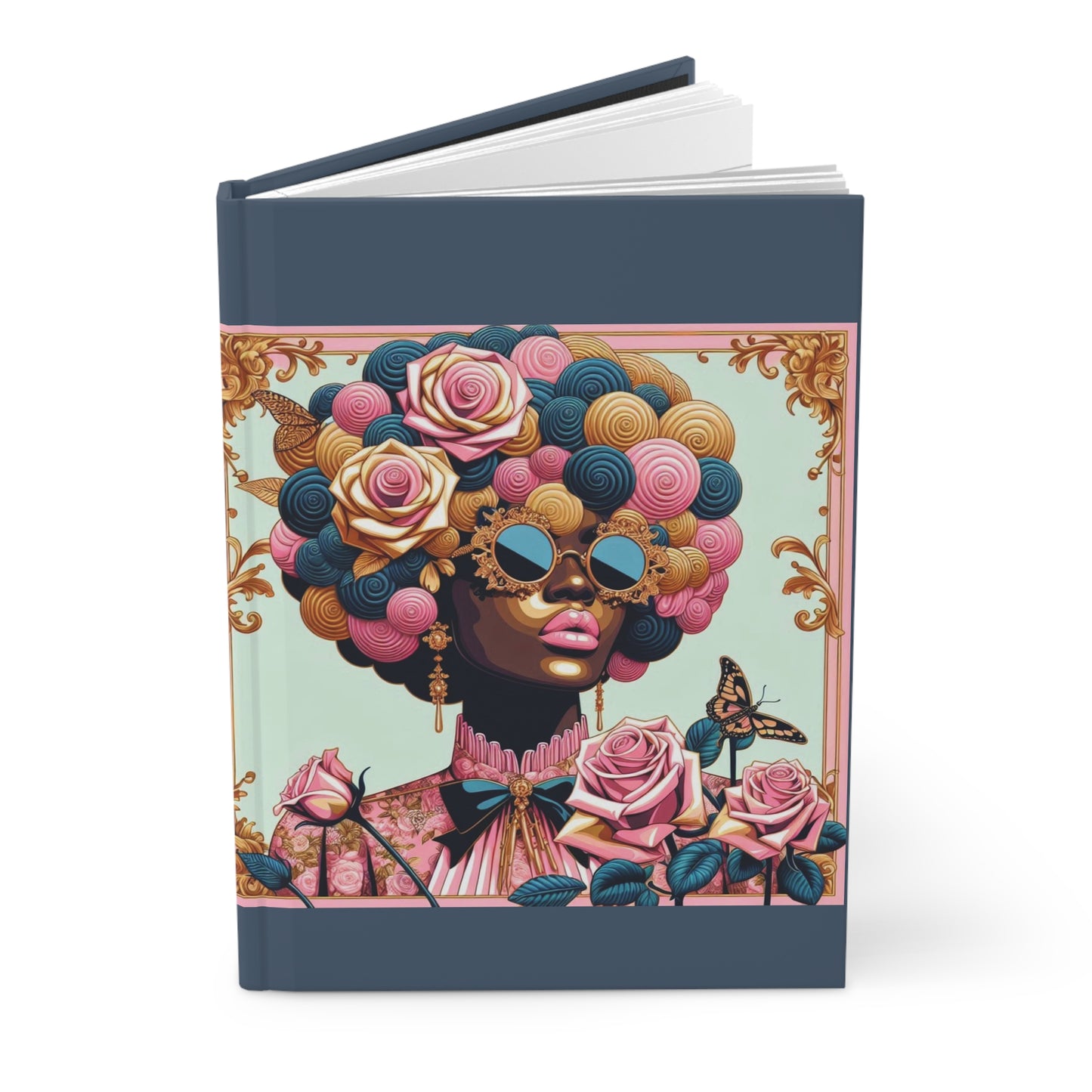 Artistic Floral Hardcover Journal for Self-Reflection, Inspiration & Creative Notes | Gift for Writers - Lady In Pink Baroque