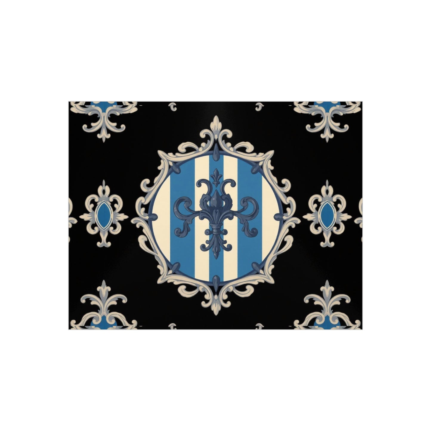 Elegant Blue & Alabaster Striped Baroque Decorative Foam Board Art, Home Decor Wall Display, Unique Gift for Housewarming, Event Decorations