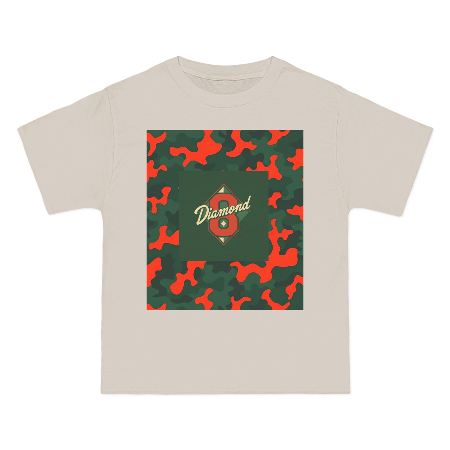 Camo Graphic Tee, Unisex, Trendy Streetwear, Stylish Summer Top, Perfect for Casual Outings - Green & Orange Camo Diamond 8