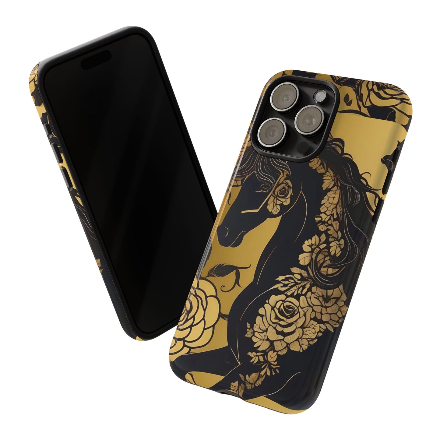 Phone Case - Elegant Horse & Roses Design