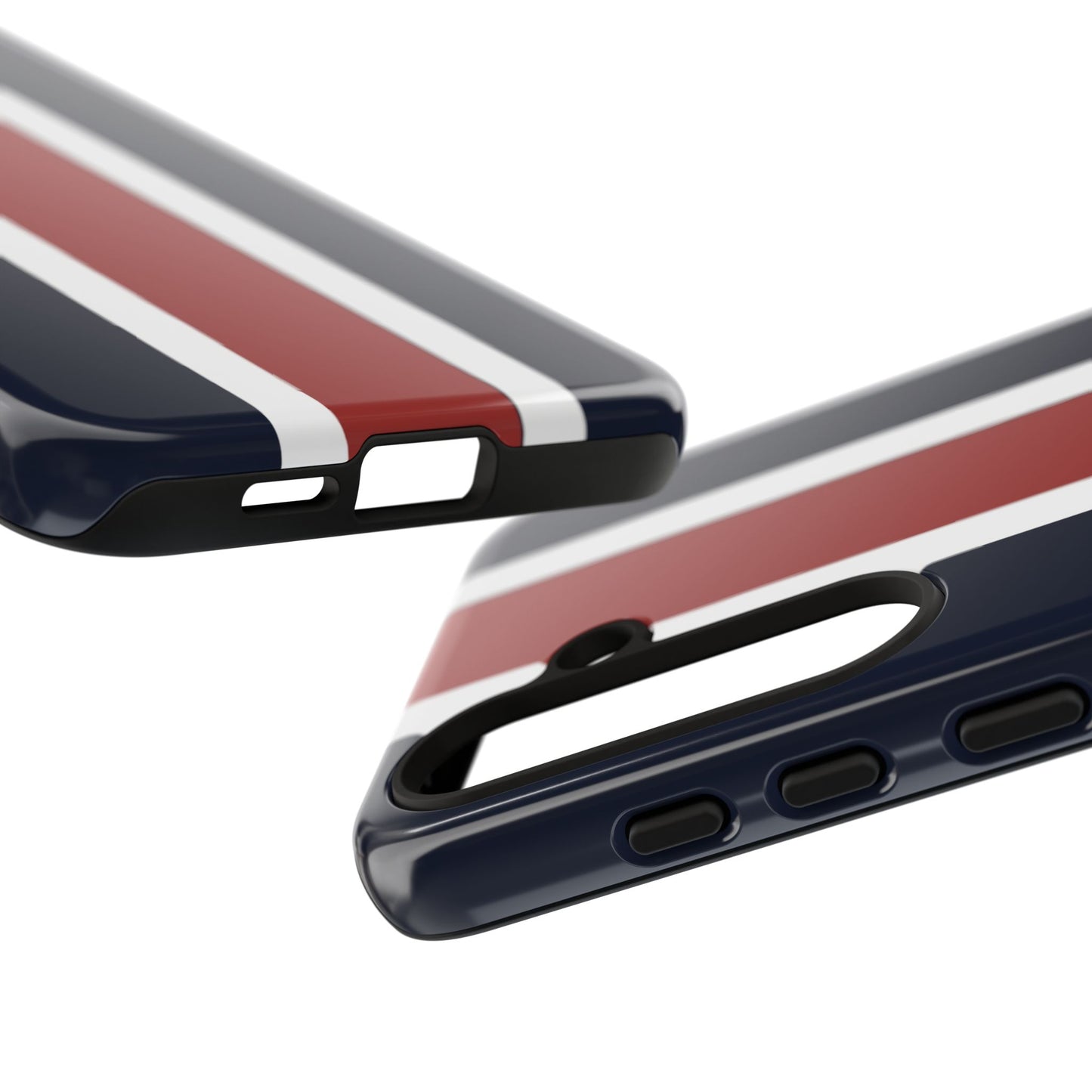 Lunar Midnight & Red-White Striped Stylish Phone Case - Tough Cases, Custom iPhone Cover, Sleek Phone Accessories, Gifts for Him/Her