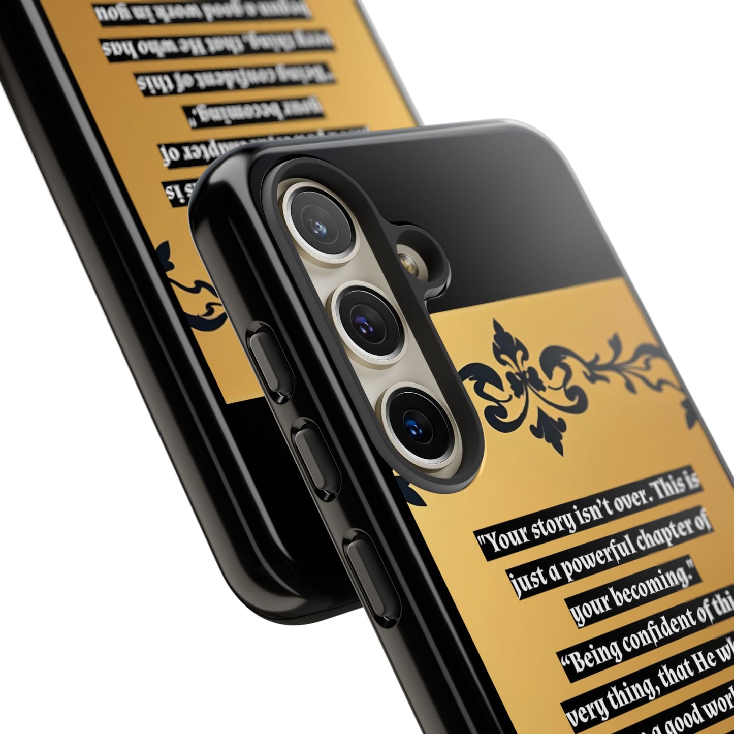 Elegant Floral Motif Phone Case - Tough Cases with Vintage Design - "Your story isn't over"