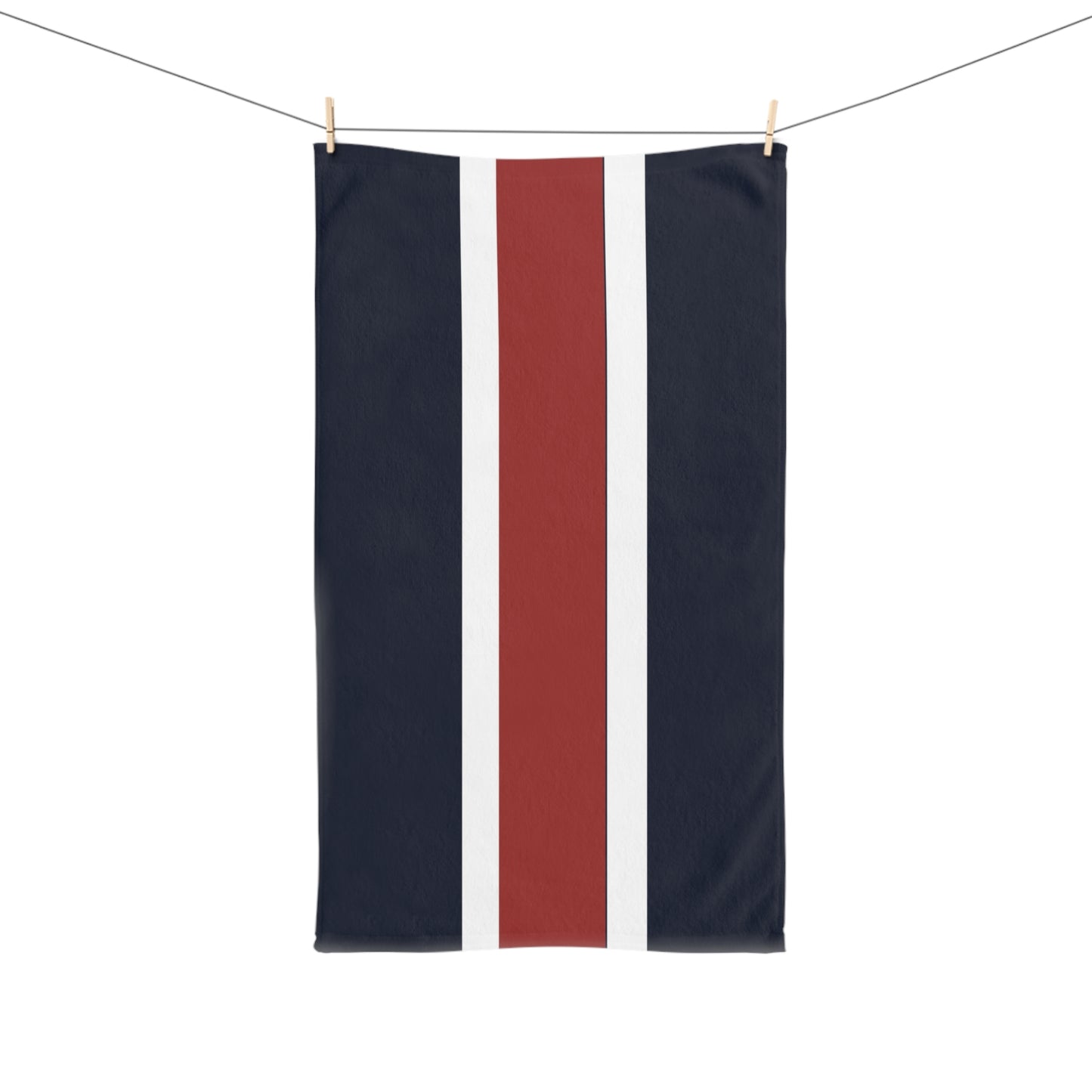 Lunar Midnight & Red-White Striped Stylish Striped Hand Towel, Modern Bathroom Decor, Kitchen Towel Gift, Eco-Friendly Linen, Unique Home Essentials, Nautical Vibe