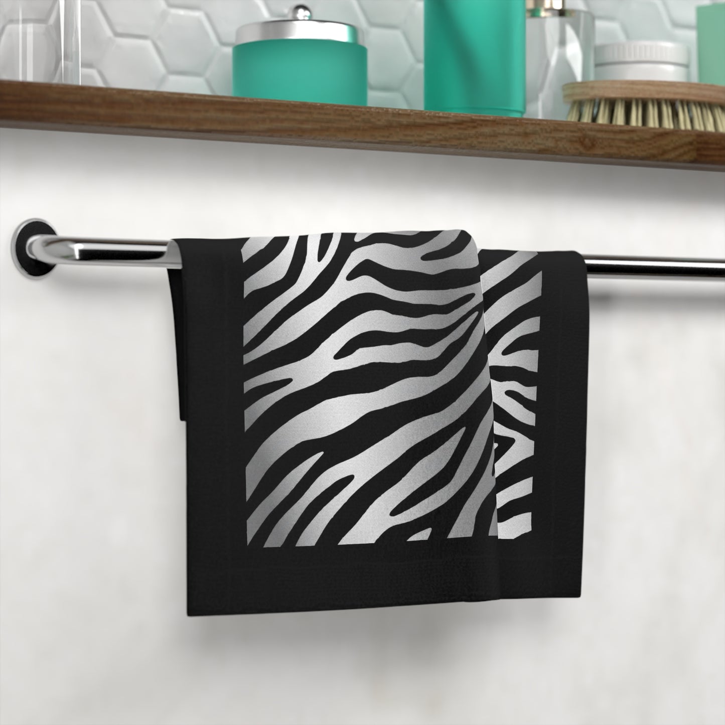 Chic Zebra Print Face Towel - Stylish Bath Collectible - Black Trim