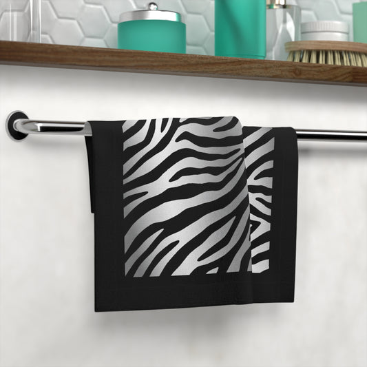 Chic Zebra Print Face Towel - Stylish Bath Collectible - Black Trim