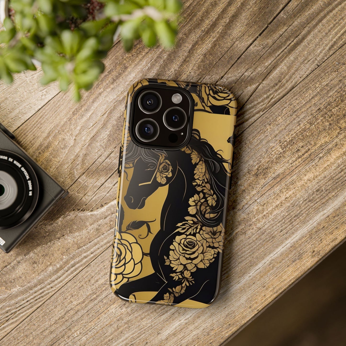 Phone Case - Elegant Horse & Roses Design