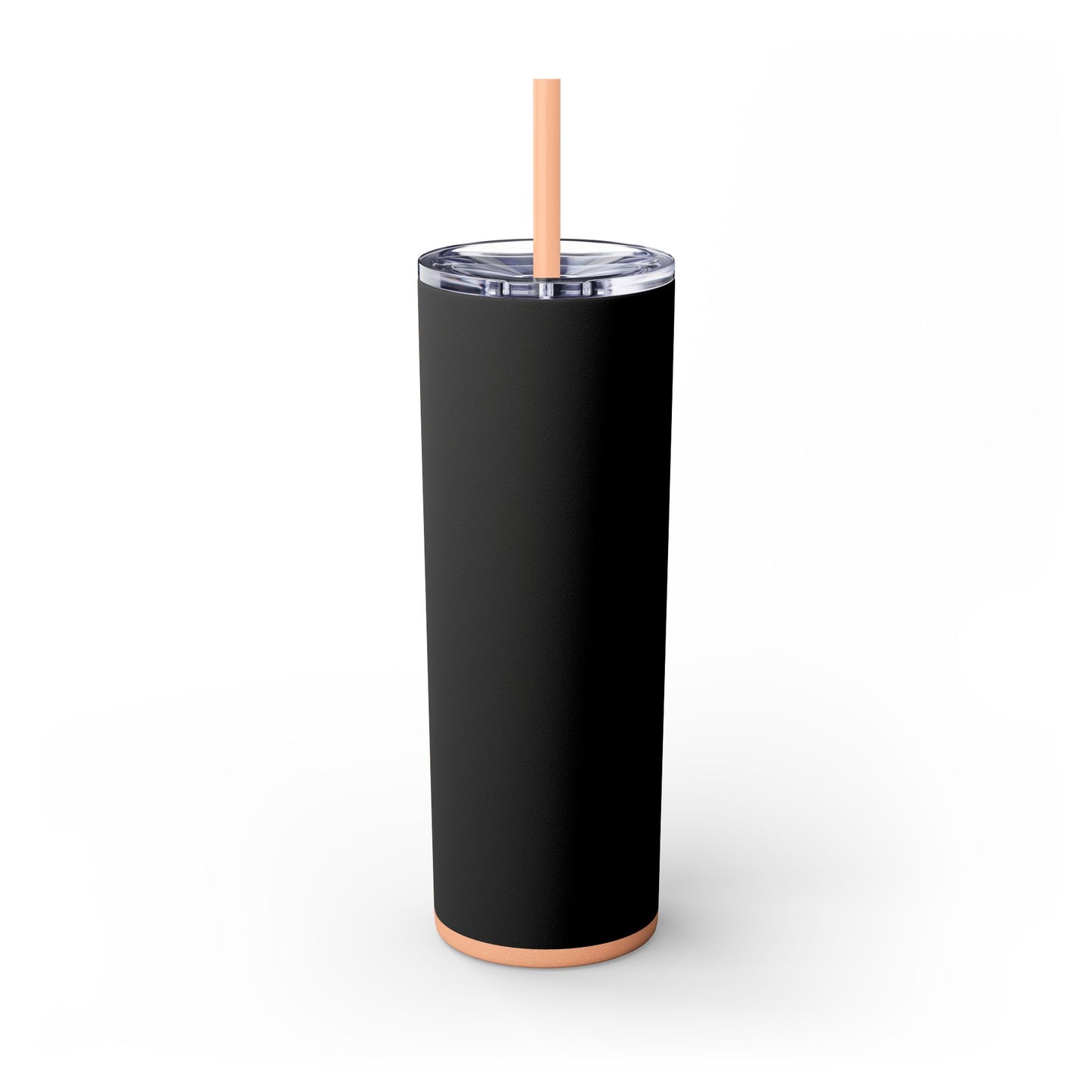 Stylish Black Skinny Tumbler with Straw, 20oz - Perfect for Coffee, Juice, and Smoothies, Ideal Gift for Any Occasion