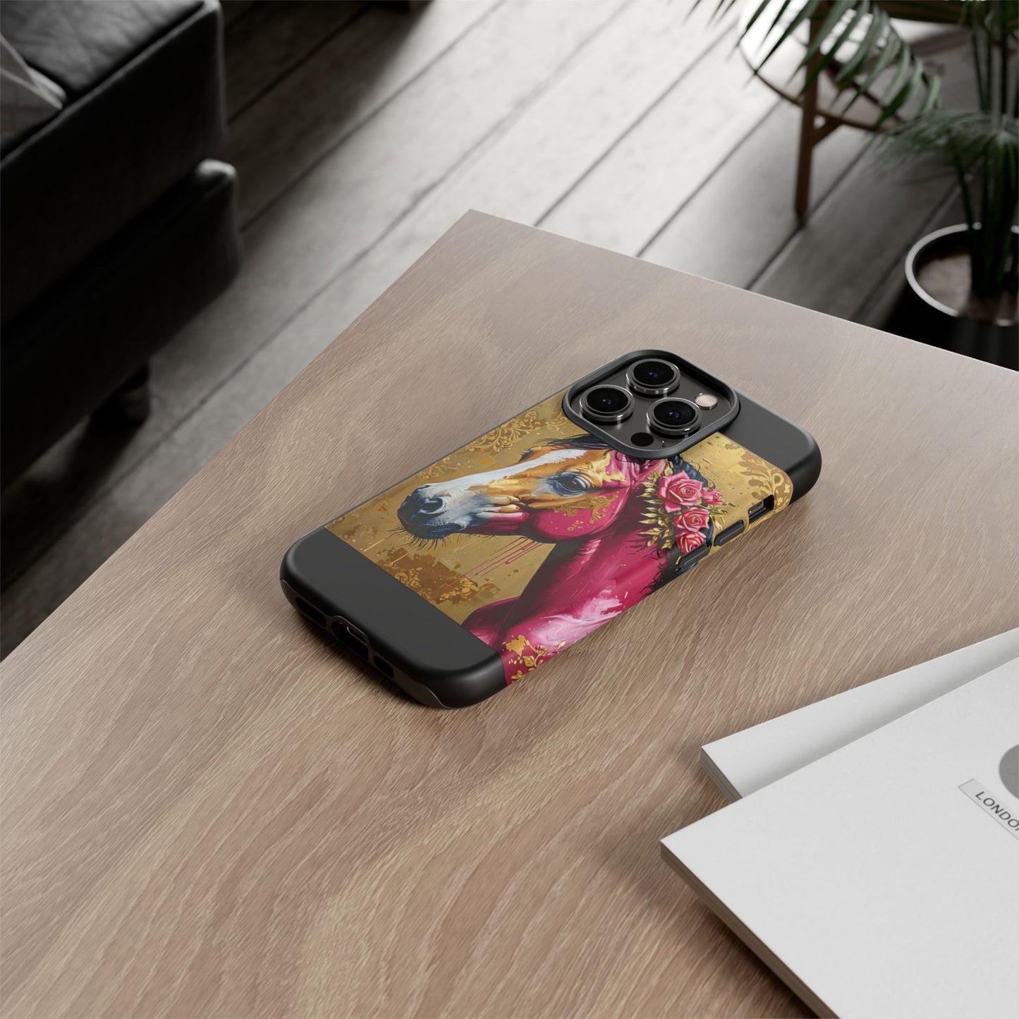 Phone Case - Elegant Horse Damask Design