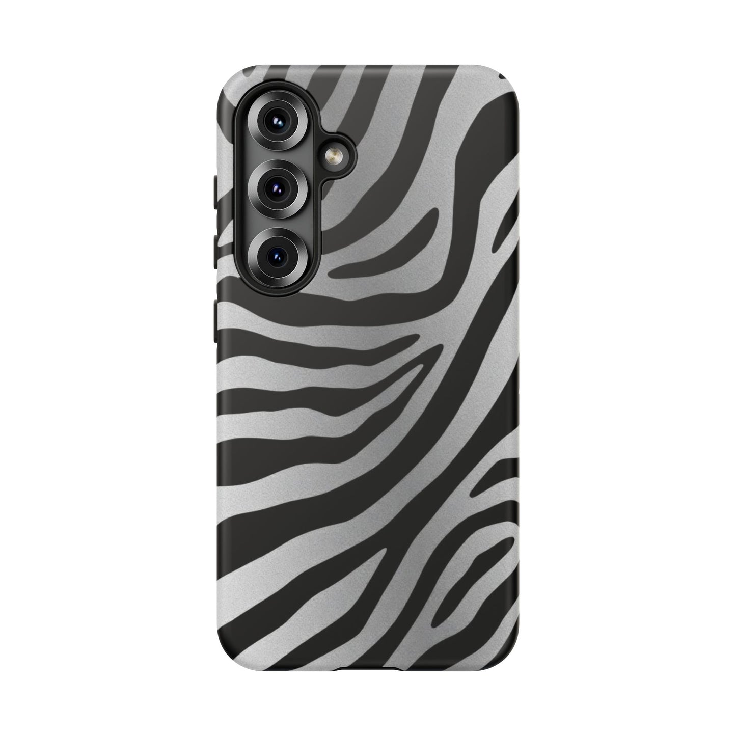 Zebra Print Tough Phone Case - Silver