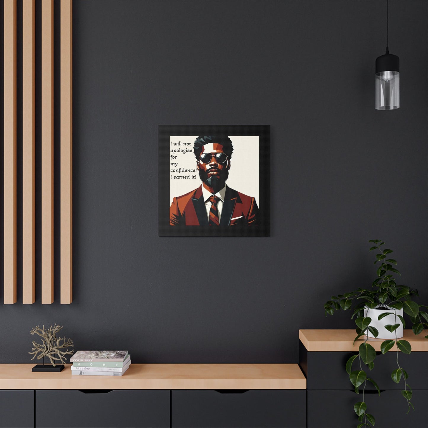 Afro Art Print Canvas, Wall Decor, Satin Stretched Canvas, African American Art, Office Decor, Home Decor - Confident Man In Suit