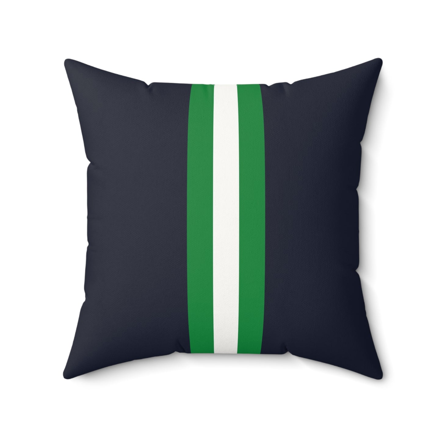 Lunar Midnight & Green-White Striped Modern Faux Suede Square Pillow, Decorative Cushion, Home Decor, Couch Pillow, Gift for Homeowners