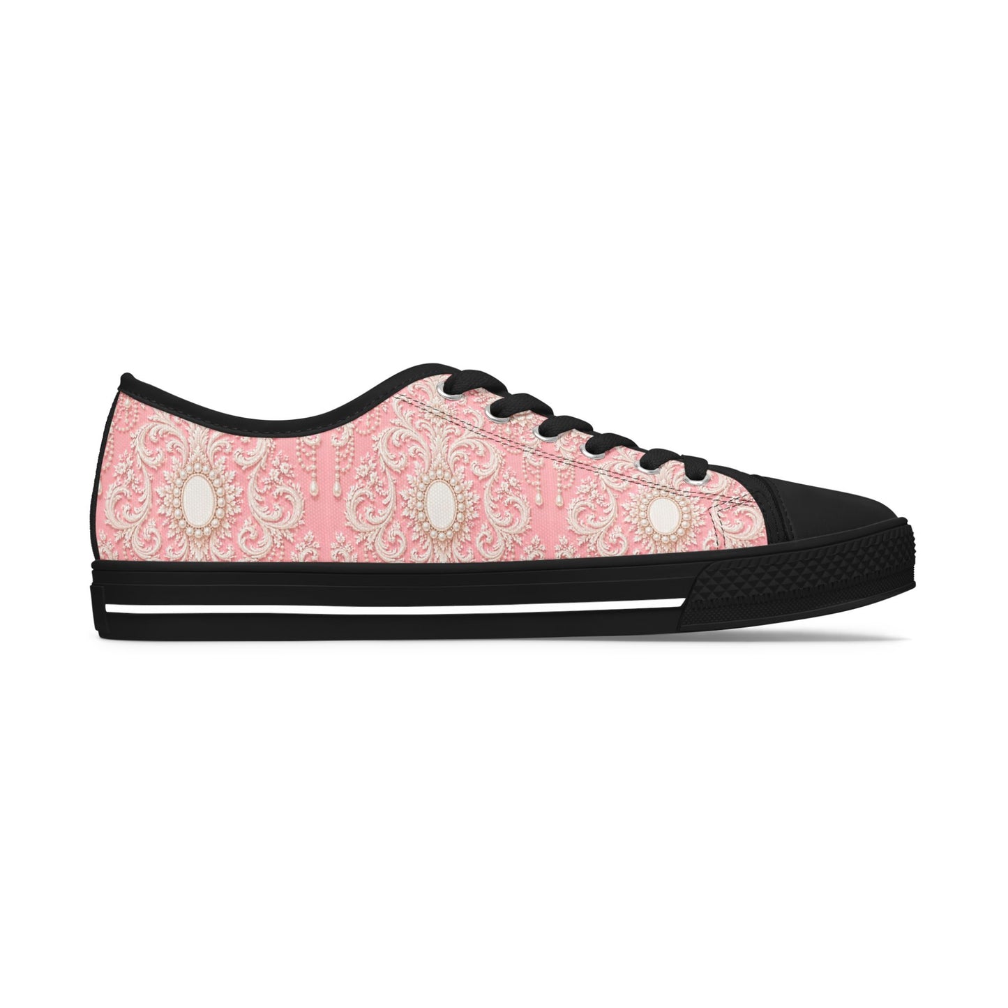 Pink Rococo Vintage Pattern - Women's Low Top Sneakers