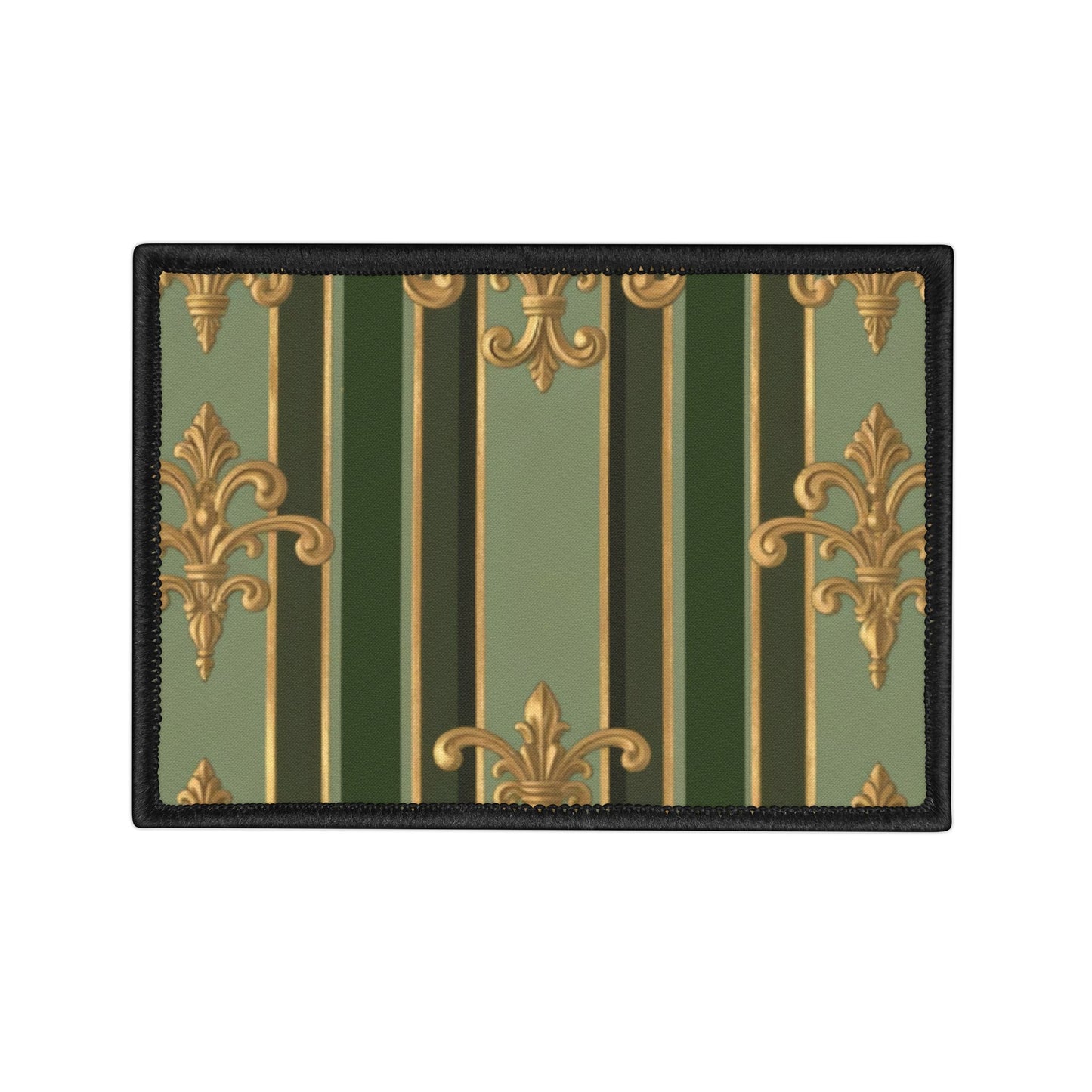 Elegant Vintage Iron-On Patches for Jackets, Upcycle Fashion, DIY Projects, Unique Gift Idea  - Green Striped Gold Baroque