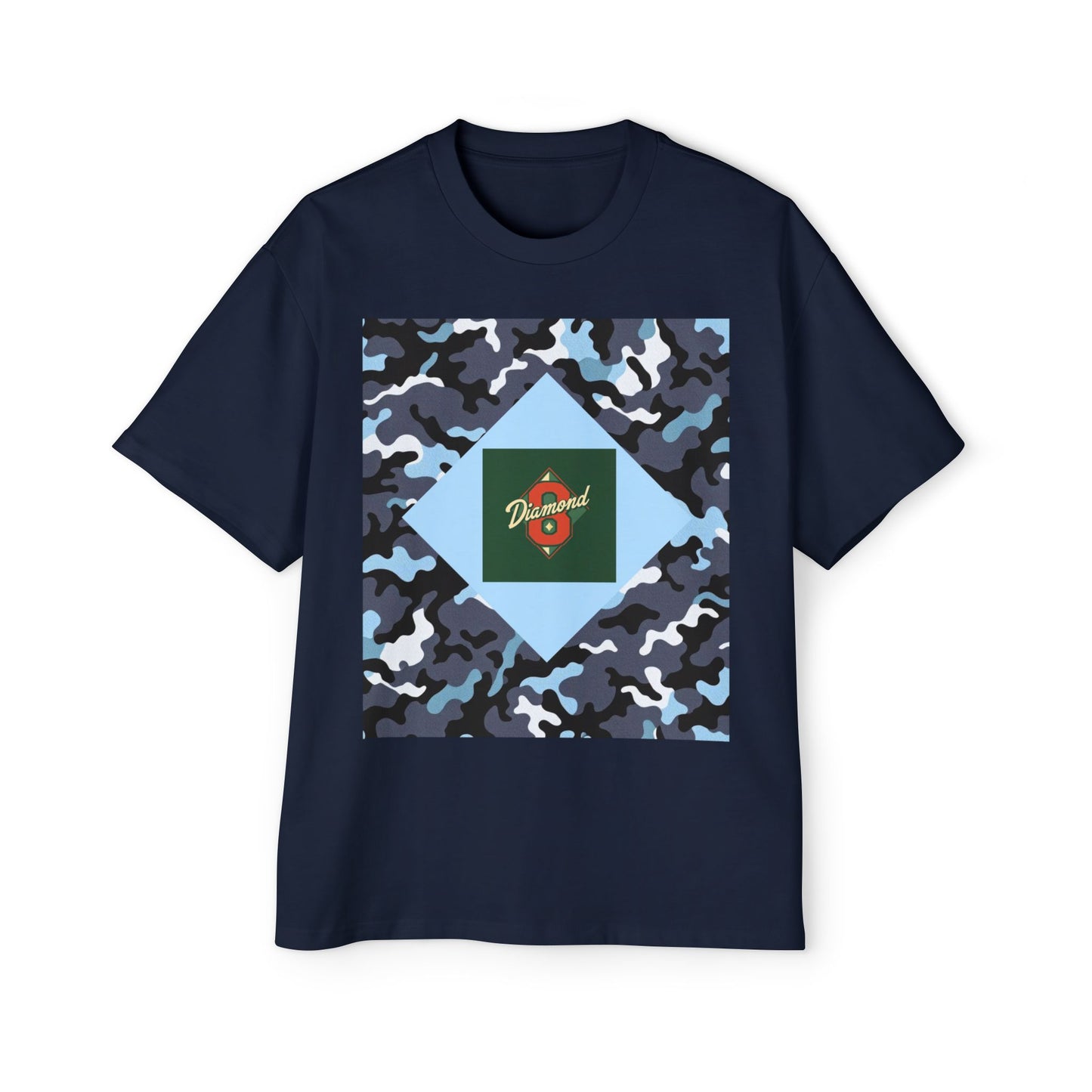 Men's Oversized Camo Tee, Casual Streetwear, Graphic T-Shirt, Trendy Outfit, Gift for Him, Relaxed Fit Top - Camo & Diamond 8