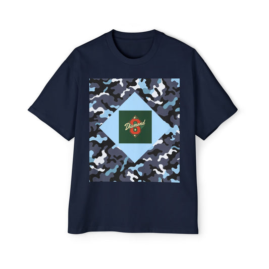 Men's Oversized Camo Tee, Casual Streetwear, Graphic T-Shirt, Trendy Outfit, Gift for Him, Relaxed Fit Top - Camo & Diamond 8
