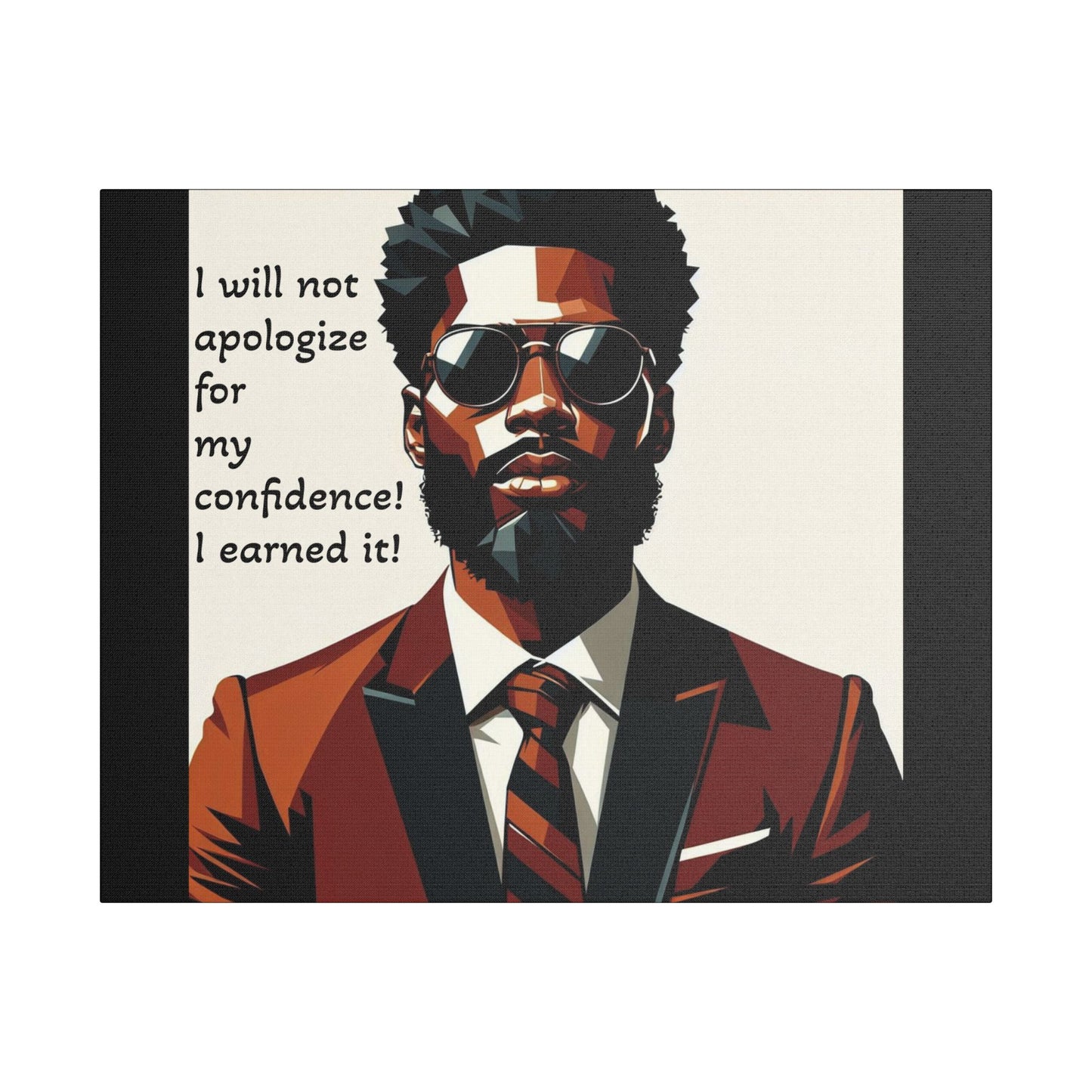 Afro Art Print Canvas, Wall Decor, Satin Stretched Canvas, African American Art, Office Decor, Home Decor - Confident Man In Suit