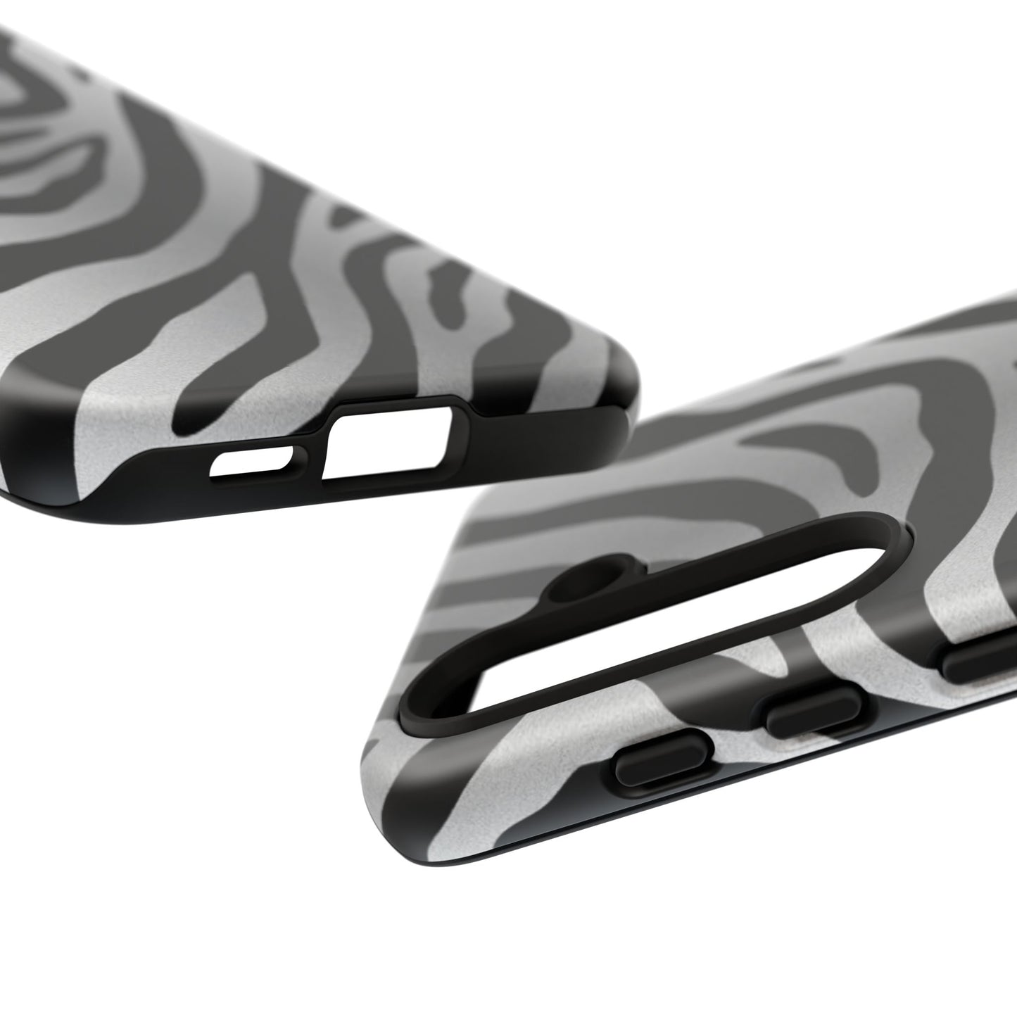 Zebra Print Tough Phone Case - Silver