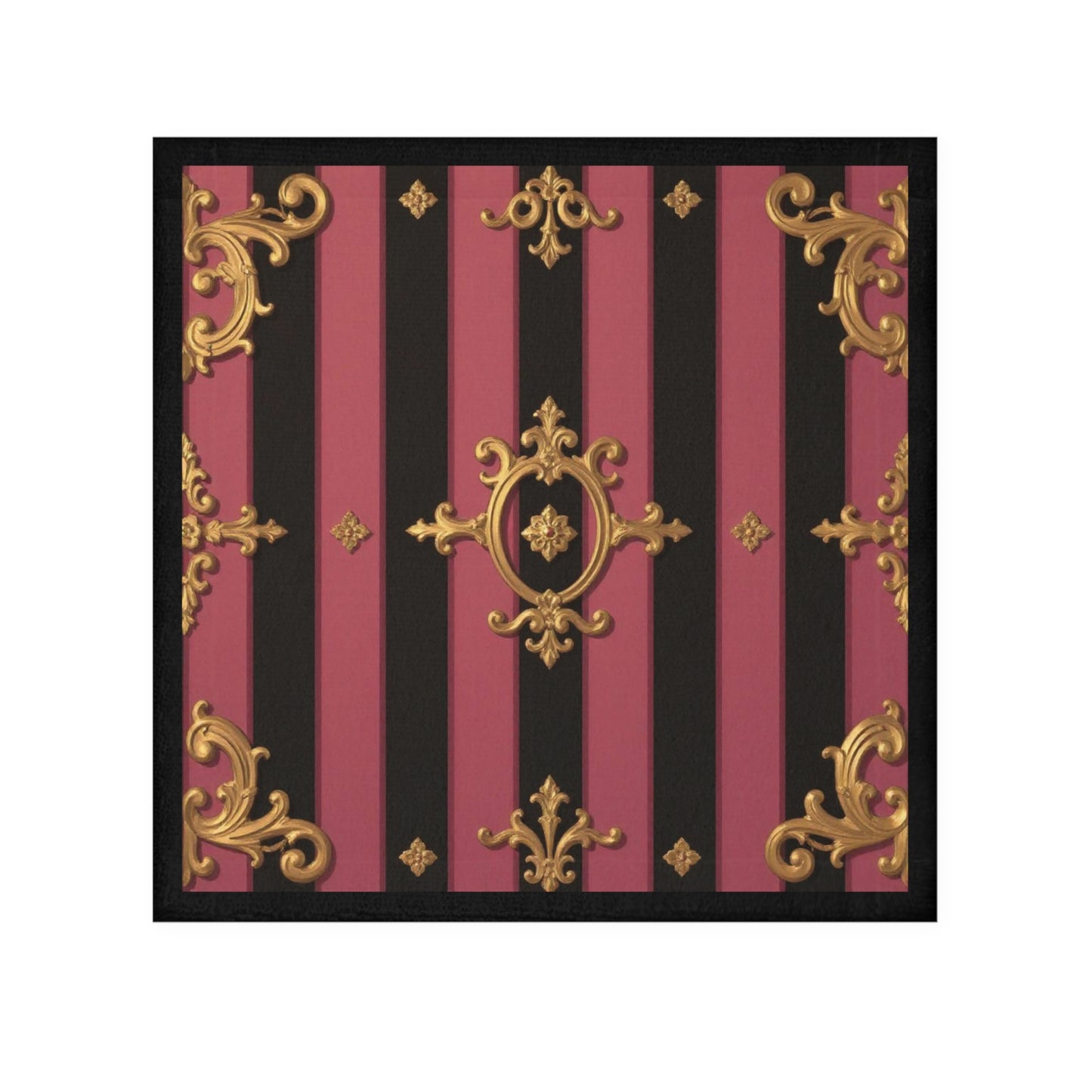 Elegant Black & Mauve Striped Gold Baroque Face Towel, Luxurious Bath Accessory, Gift for Her, Home Decor, Spa Essentials, Bathroom Style