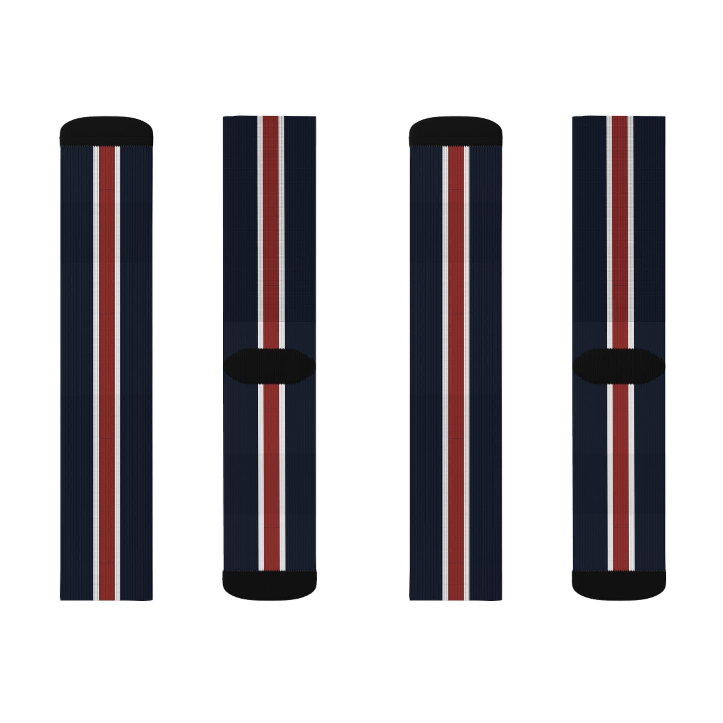 Lunar Midnight & Red-White Striped Stylish Sublimation Socks for Everyday Wear, Personalized Gift Socks, Unique Fashion Accessories, Trendy Socks