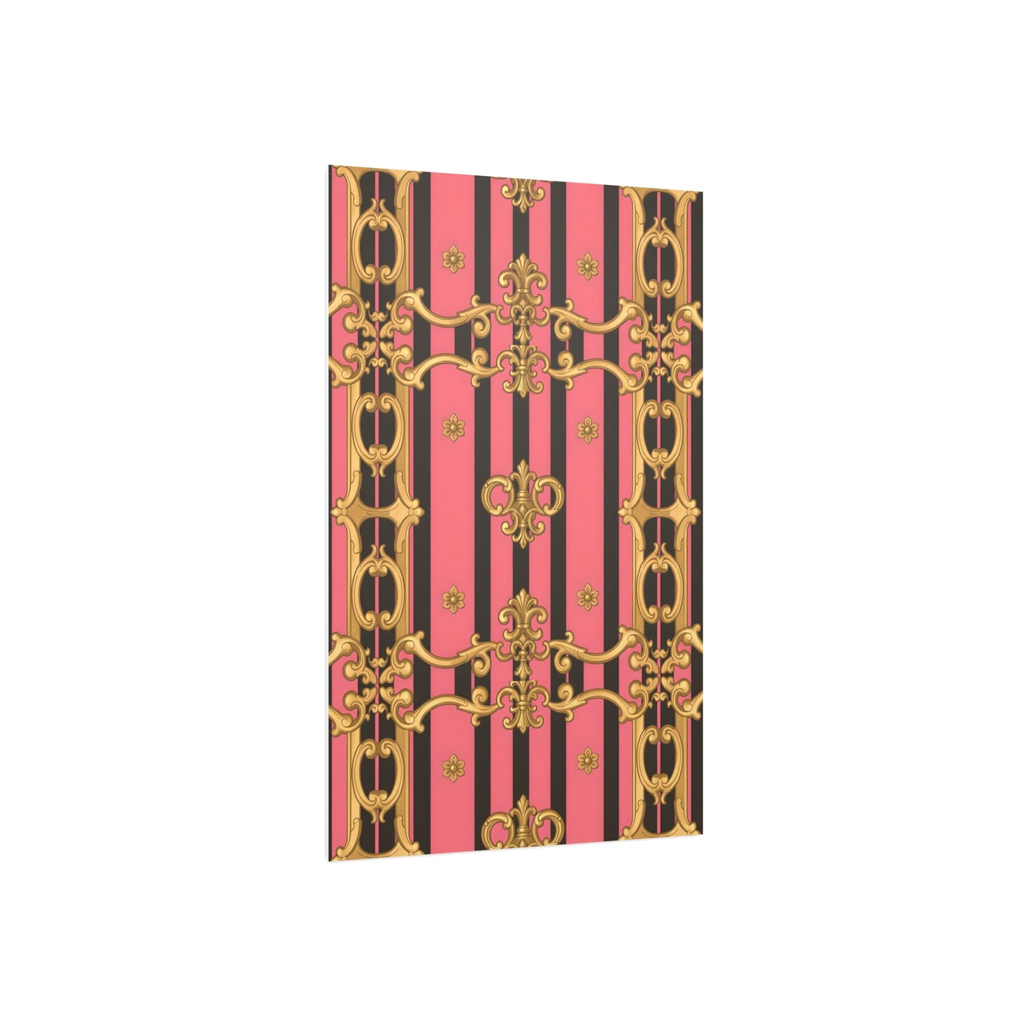 Elegant Decorative Foam Board - Chic Wall Decor, Glam Home Art, Stylish Backdrop, Gift for Her - Pink & Black Striped Gold Baroque