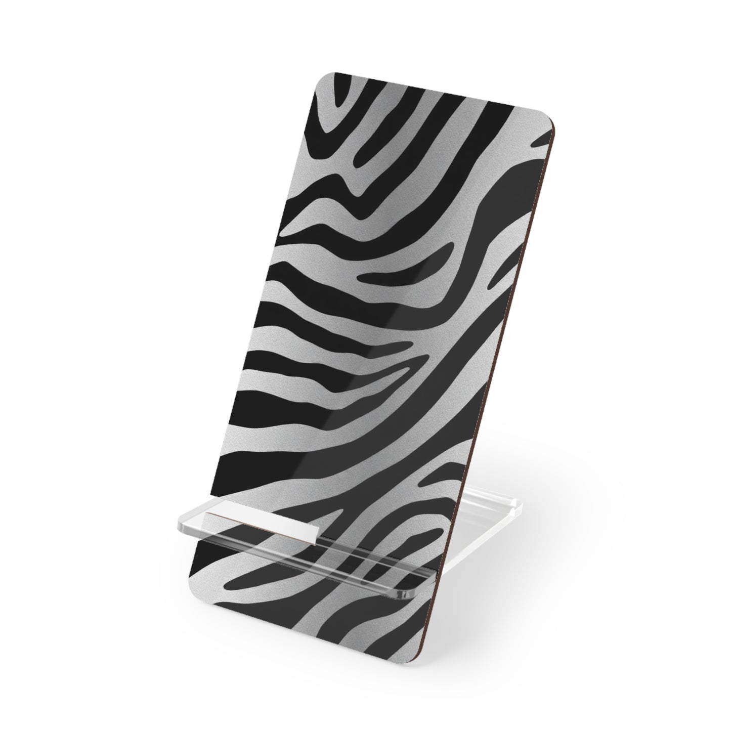 Zebra Print Smartphone Stand - Stylish Mobile Display Holder for Desk - Silver