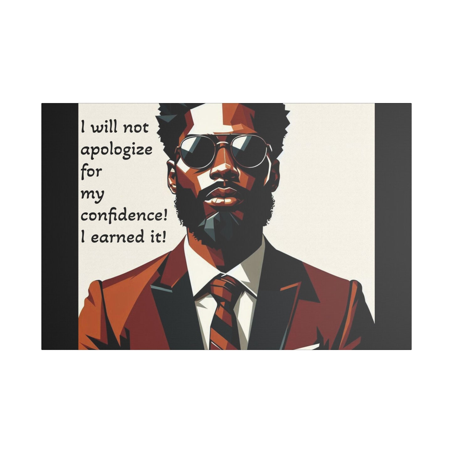 Afro Art Print Canvas, Wall Decor, Satin Stretched Canvas, African American Art, Office Decor, Home Decor - Confident Man In Suit