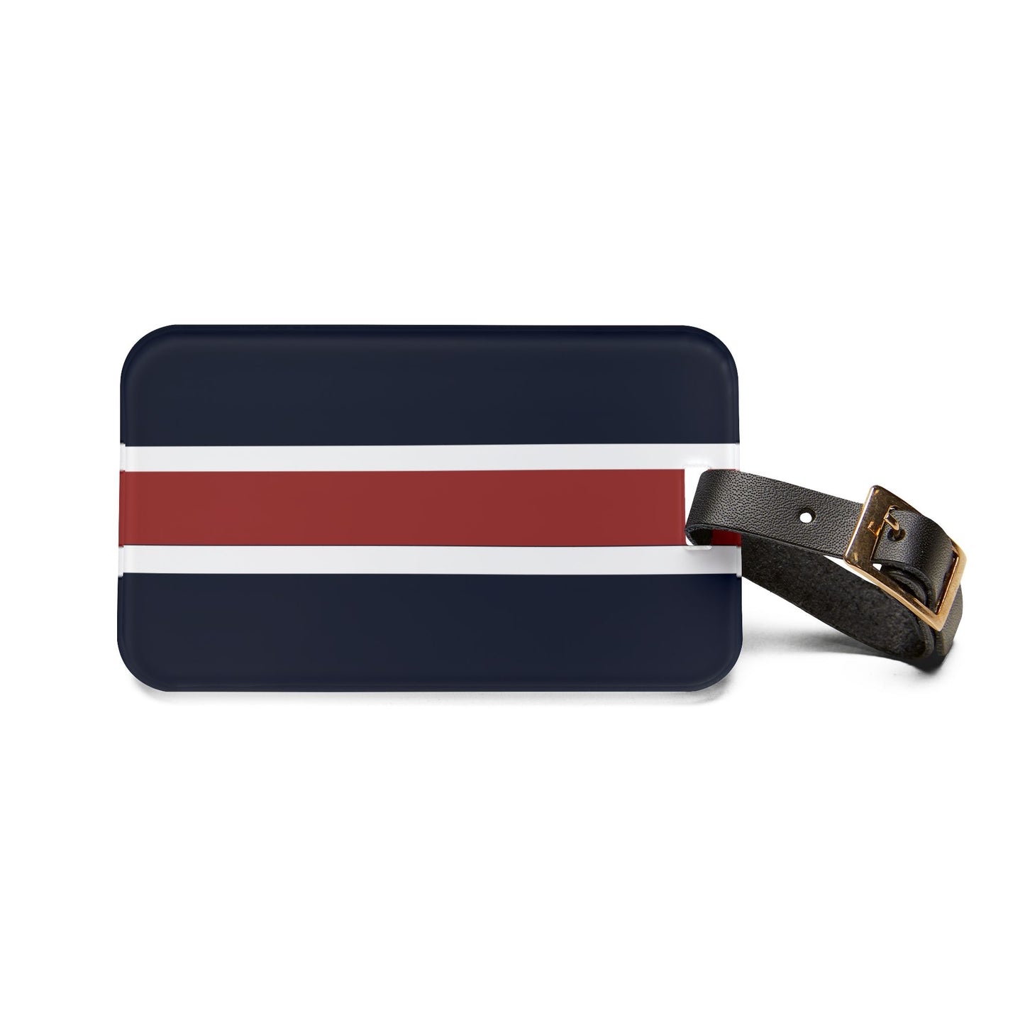 Lunar Midnight & Red-White Striped Stylish Luggage Tag, Personalized Travel ID, Perfect Gift for Travelers, Unique Baggage Tag, Vacation Essentials, Carry-On Accessory