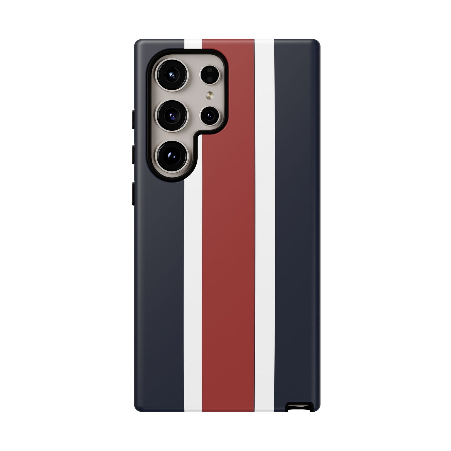 Lunar Midnight & Red-White Striped Stylish Phone Case - Tough Cases, Custom iPhone Cover, Sleek Phone Accessories, Gifts for Him/Her