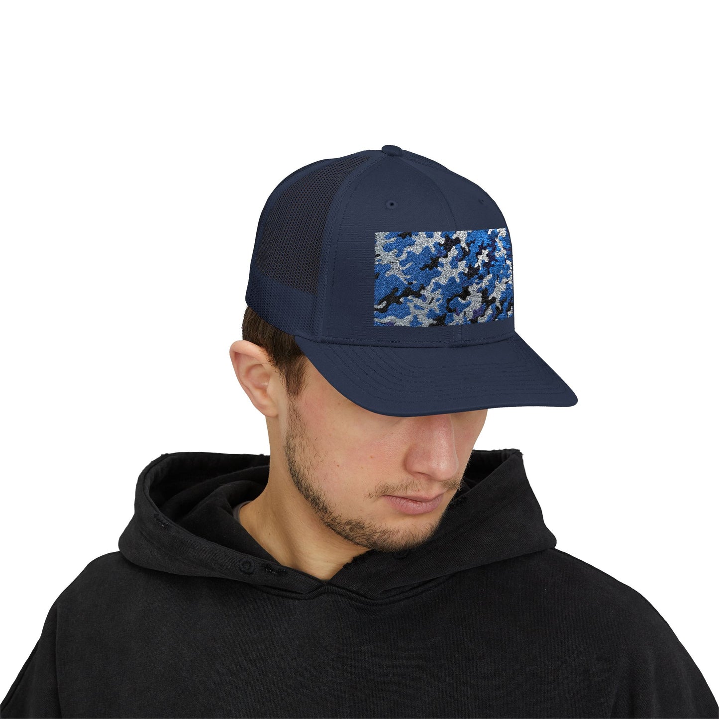 Camouflage Sequin Snapback Cap | Trendy Hats for Outdoor Lovers, Fashion Accessory, Gift for Him/Her, Summer Style - Blue Camo