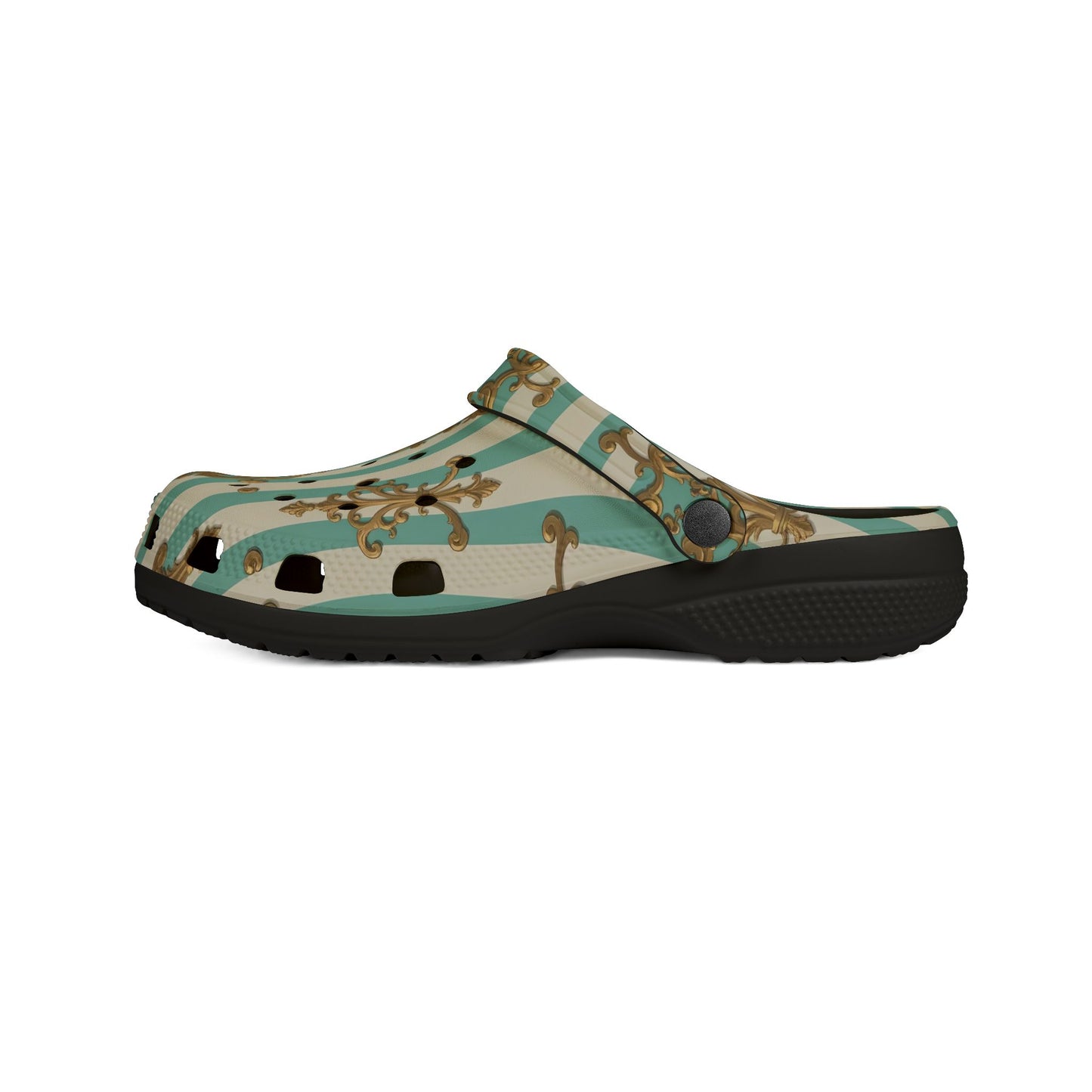 Stylish EVA Foam Rubber Clogs - Trendy Slip-On Shoes for Comfort & Versatility, Perfect for Casual Wear - Matte Green Striped Rococo